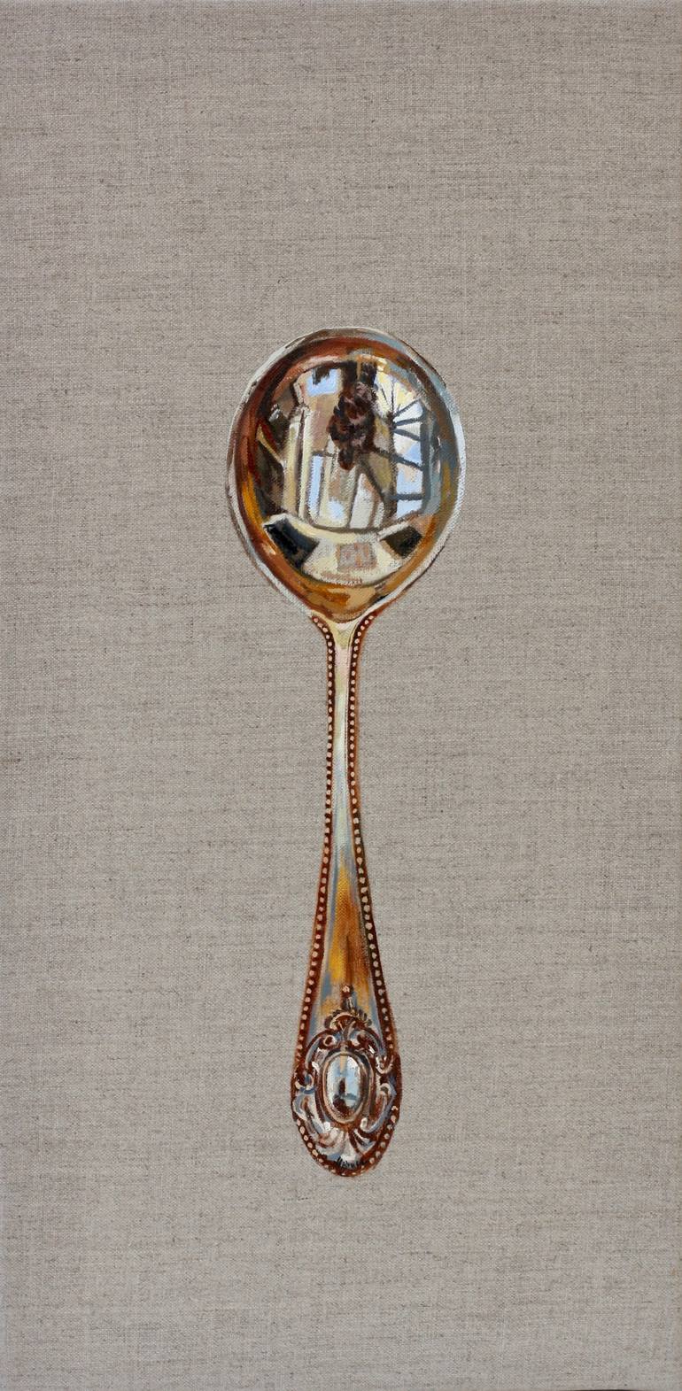 770x1571 Saatchi Art Reflective Knife, Fork And Spoon Painting By Hannah Bruce - Fork And Spoon Painting