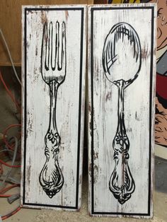 236x314 Art Distressed - Fork And Spoon Painting