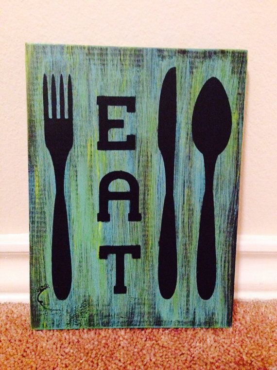 570x760 Custom Hand Painted Sign - Fork And Spoon Painting