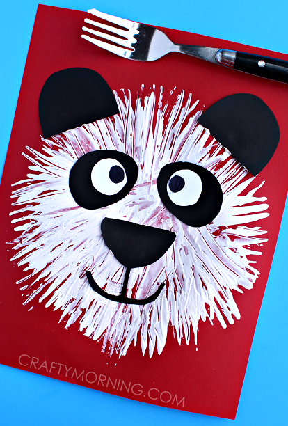 414x612 Fork Print Panda Bear Kids Craft - Fork Painting