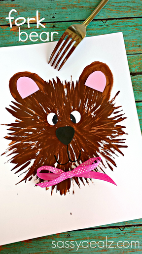 288x513 Kids Bear Craft Using A Fork - Fork Painting