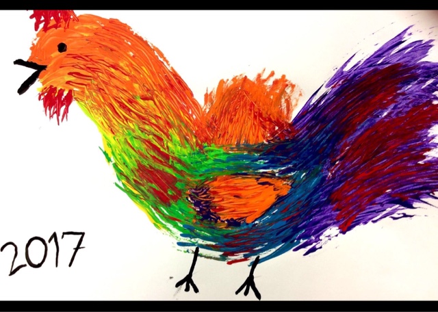640x456 Mrs. Knight's Smartest Artists Year Of The Rooster Paintings - Fork Painting