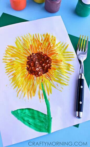 343x559 Sun Flower Painting Fork Craft Crafts Fork Crafts - Fork Painting
