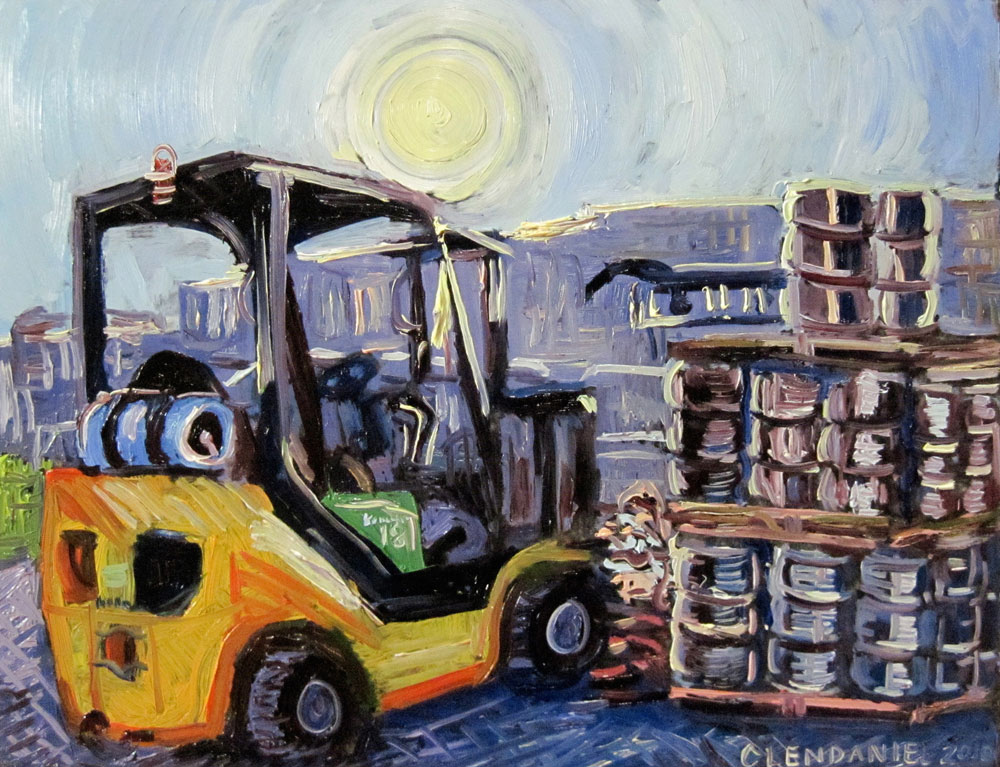 1000x767 Midnight Sun Forklift And Kegs 10 13 10 Real Art Is Better! - Forklift Painting