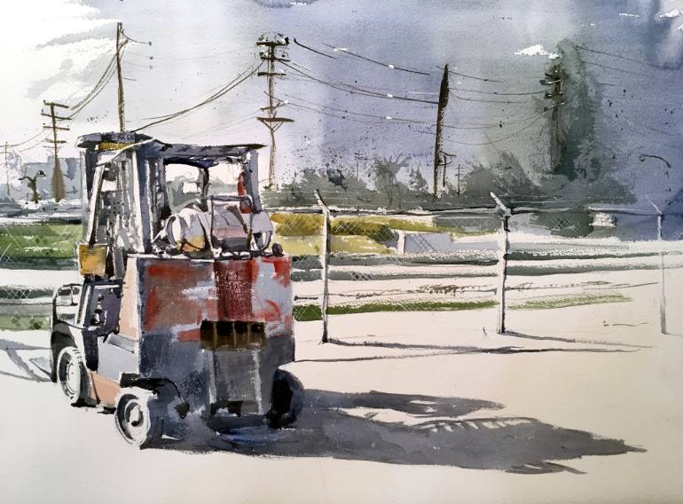 770x568 Saatchi Art Reseda. Forklift Painting By Gregory Radionov - Forklift Painting