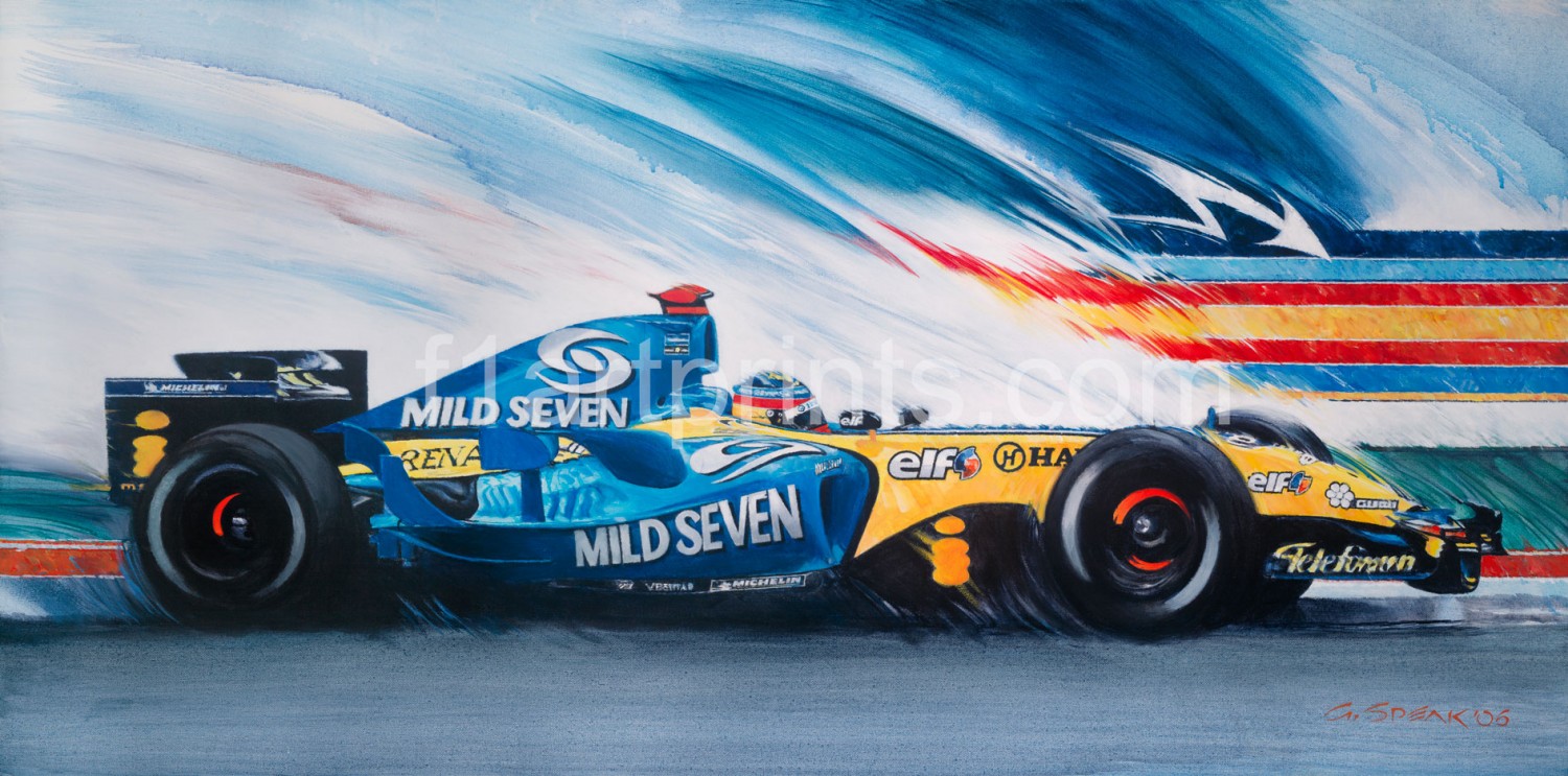 1500x743 Alonso Renault - Formula 1 Painting