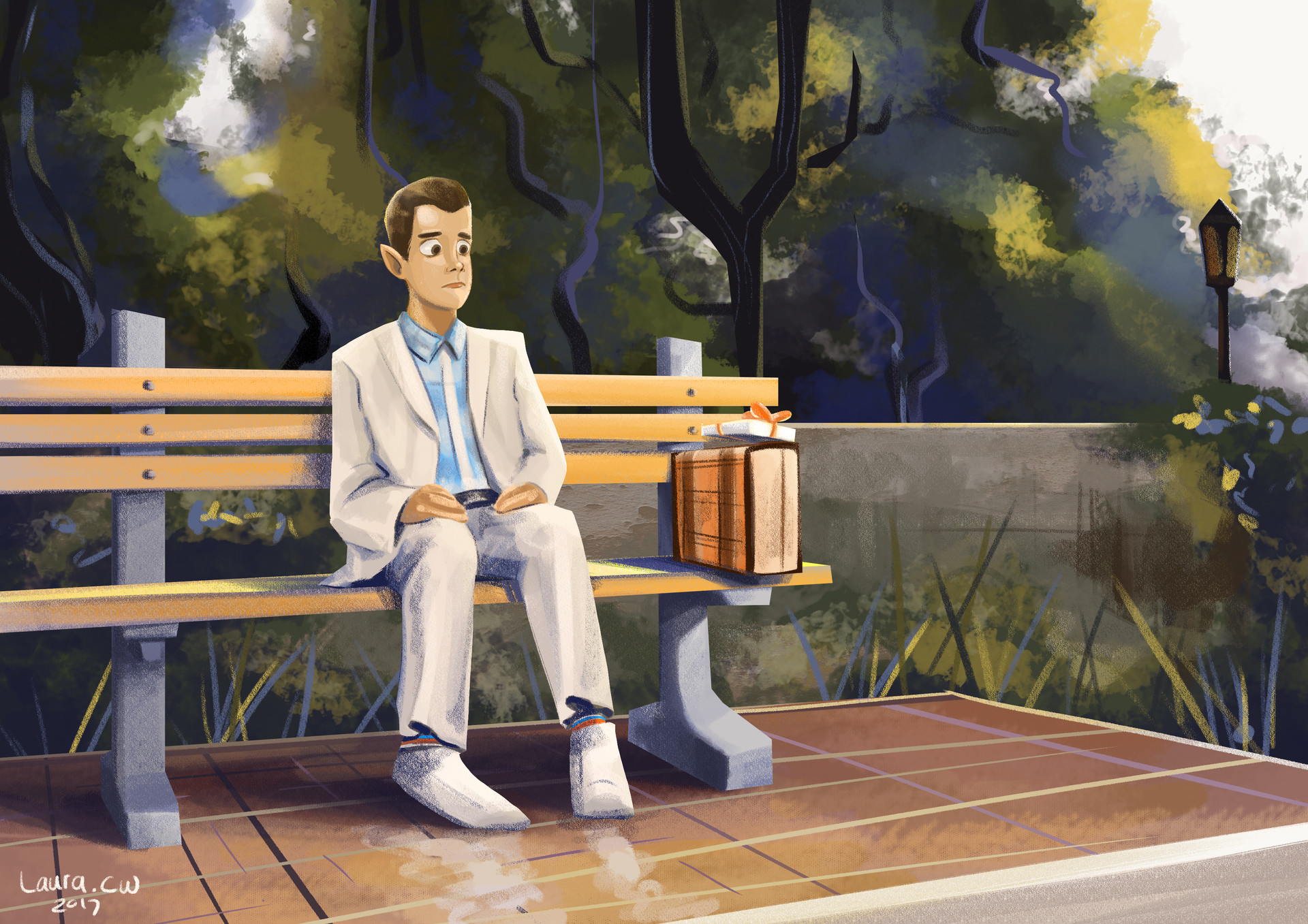 1920x1357 Artstation - Forrest Gump Painting