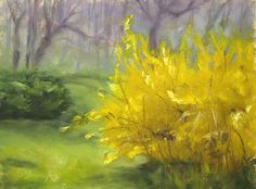 236x174 Forsythia. Korean Flower Painter Sookja Rho Art Gallery - Forsythia Painting