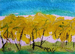 300x214 Like A Wall Forsythia Painting By Mary Carol Williams - Forsythia Painting