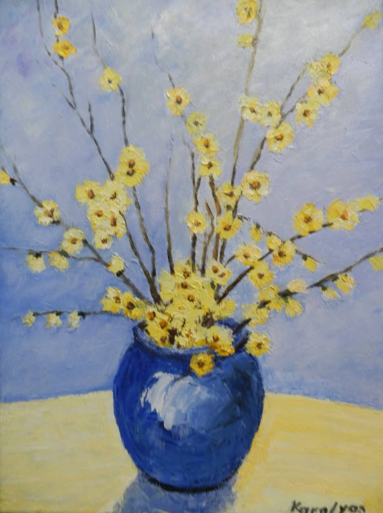 770x1031 Saatchi Art Forsythia Painting By Maria Karalyos - Forsythia Painting