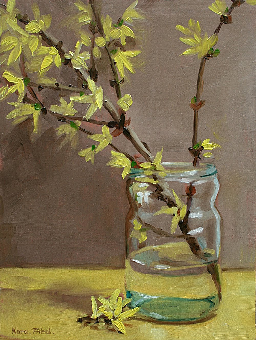 1000x1328 Small Paintings By Kora Fried Forsythia - Forsythia Painting