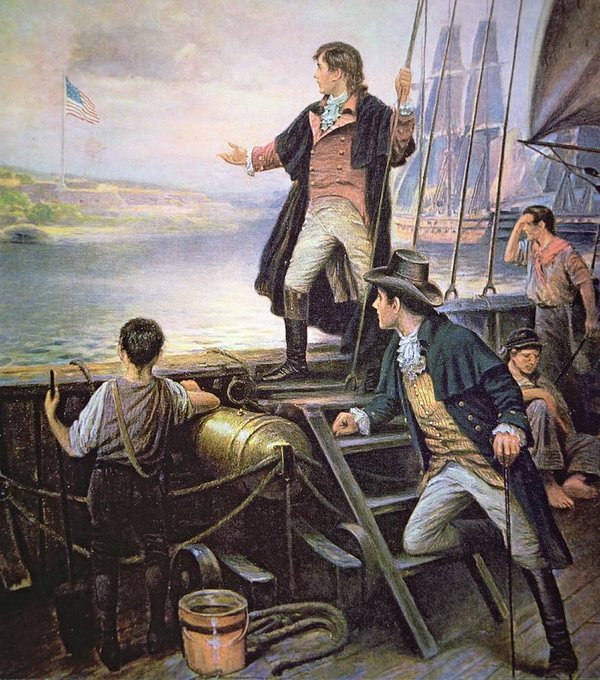 600x680 The Birth Of The Us National Anthem Art Print By American School - Fort Mchenry Painting