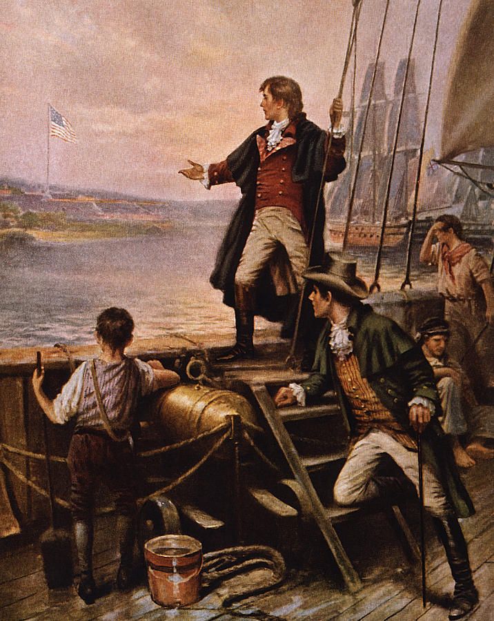 716x900 This Vintage American History Painting Features Francis Scott Key - Fort Mchenry Painting