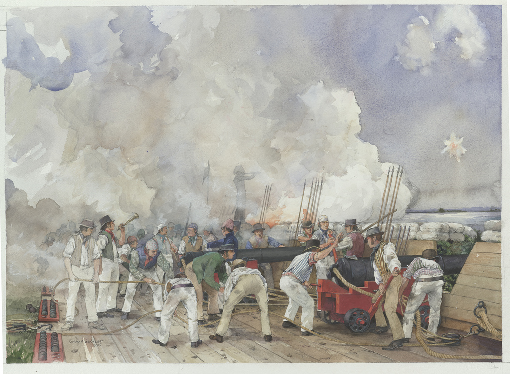 1024x751 Water Battery - Fort Mchenry Painting