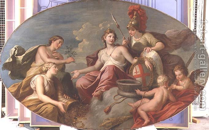 682x424 Allegorical Group Representing London, Justice, Prudence - Fortitude Painting