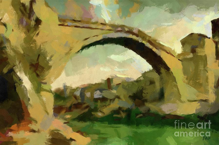 900x596 Under Old Bridge Painting By Dragica Micki Fortuna - Fortuna Painting