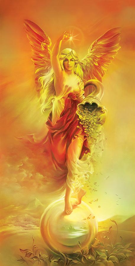 457x900 Angel Of Abundance - Fortuna Painting