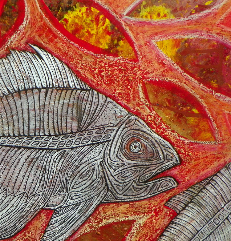 750x783 Fossileyes Fossil Fish Art By Lynnette Shelley - Fossil Painting