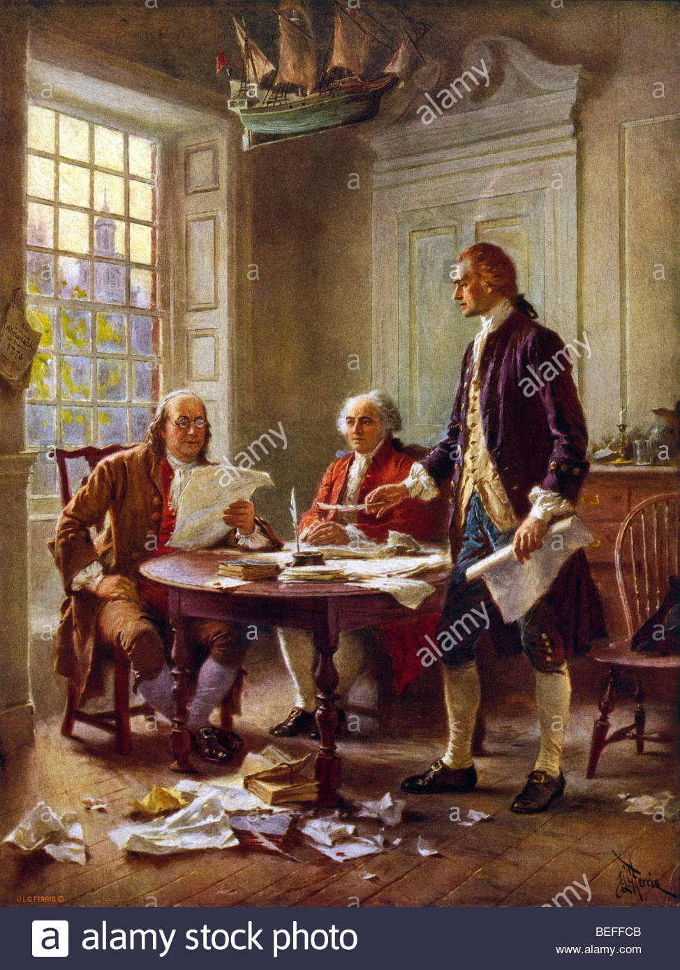 974x1390 Painting By Jean Leon Gerome Ferris Showing The Founding Fathers - Founding Fathers Painting