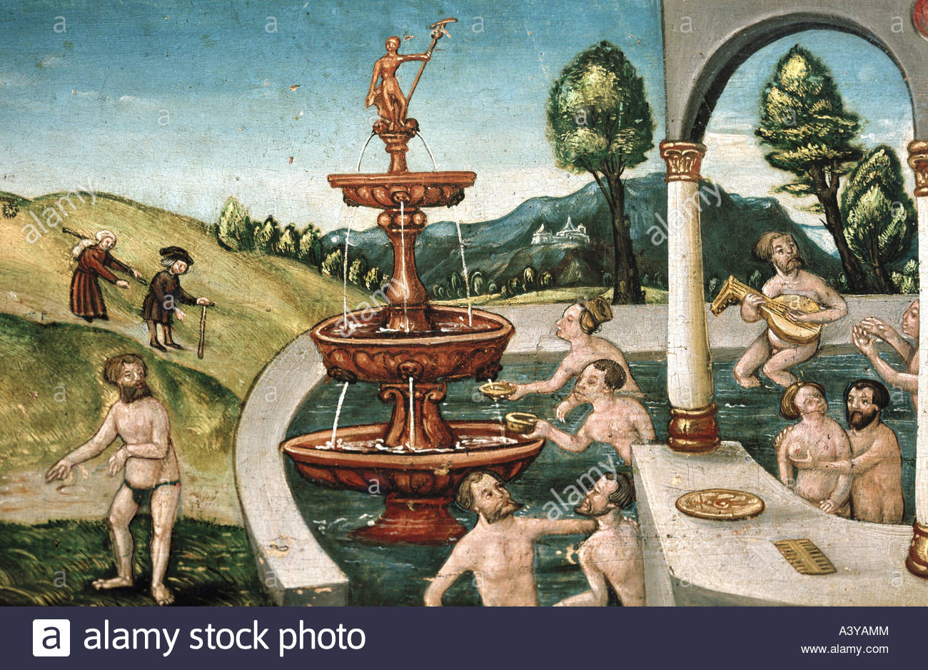 1300x939 Fine Arts, Painting, Fountain Of Youth, Unknown Artist, Upper - Fountain Of Youth Painting
