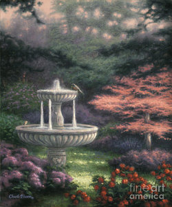 250x300 Fountain Painting By Chuck Pinson - Fountain Painting