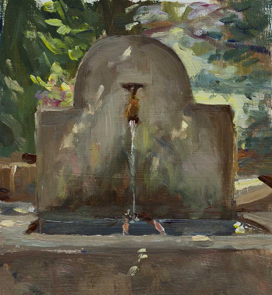 900x975 Daily Paintings Fountain Postcard From Provence - Fountain Painting