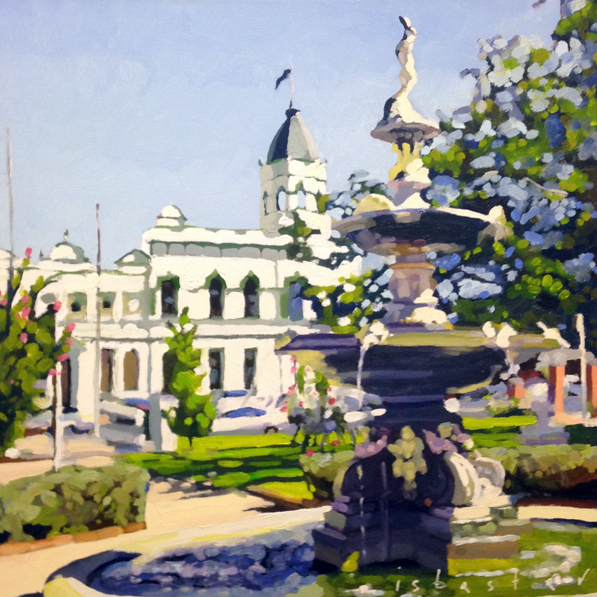 850x850 Forbes Fountain' Original Oil Painting - Fountain Painting