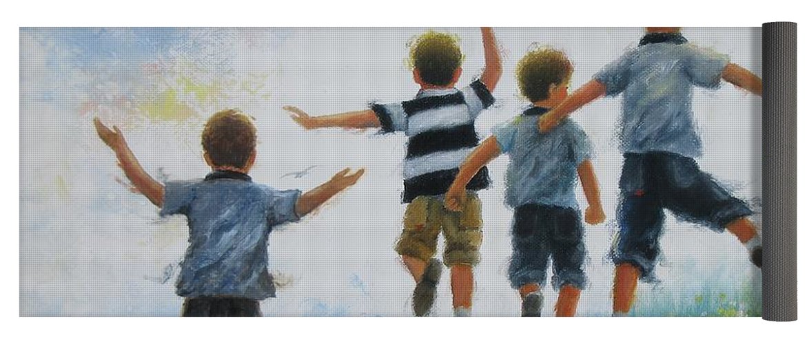 1171x500 Four Brothers Leaping Yoga Mat For Sale By Vickie Wade - Four Brothers Painting