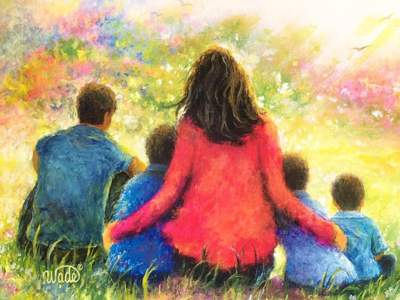 570x428 Mother Four Sons Art Print Four Boys Four Brothers Mom - Four Brothers Painting