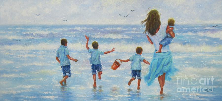 900x411 Four Beach Boys And Mom Painting By Vickie Wade - Four Brothers Painting