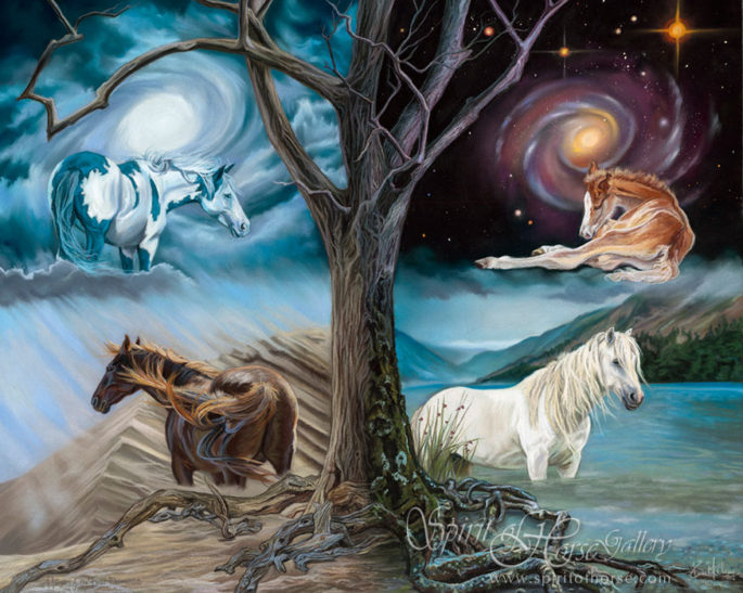685x547 Horses Of The Four Elements Fire To Earth - Four Elements Painting