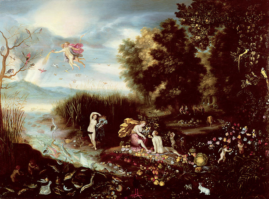 900x665 The Four Elements Painting By Flemish School - Four Elements Painting