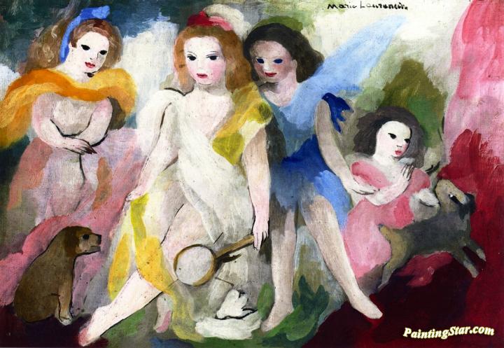 720x497 Four Young Girls Artwork By Marie Laurencin Oil Painting Amp Art - Four Girl Painting