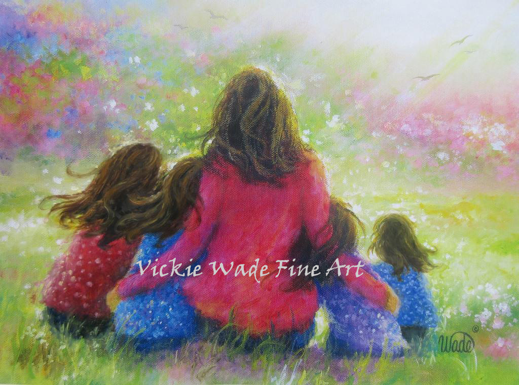 1024x760 Mother And Four Daughters Art Print Four Girls Paintings - Four Girl Painting