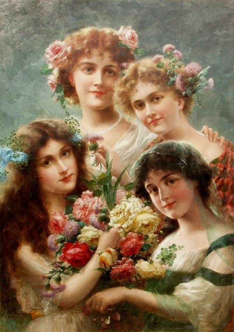 800x1135 40 Fine Art Paintings By Vernon 5 Minute History - Four Girl Painting