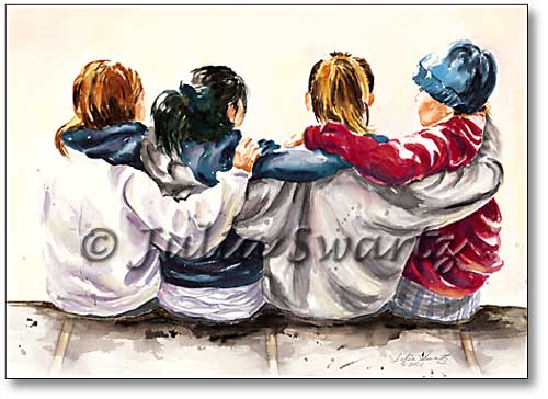 500x364 Watercolor Painting - Four Girl Painting