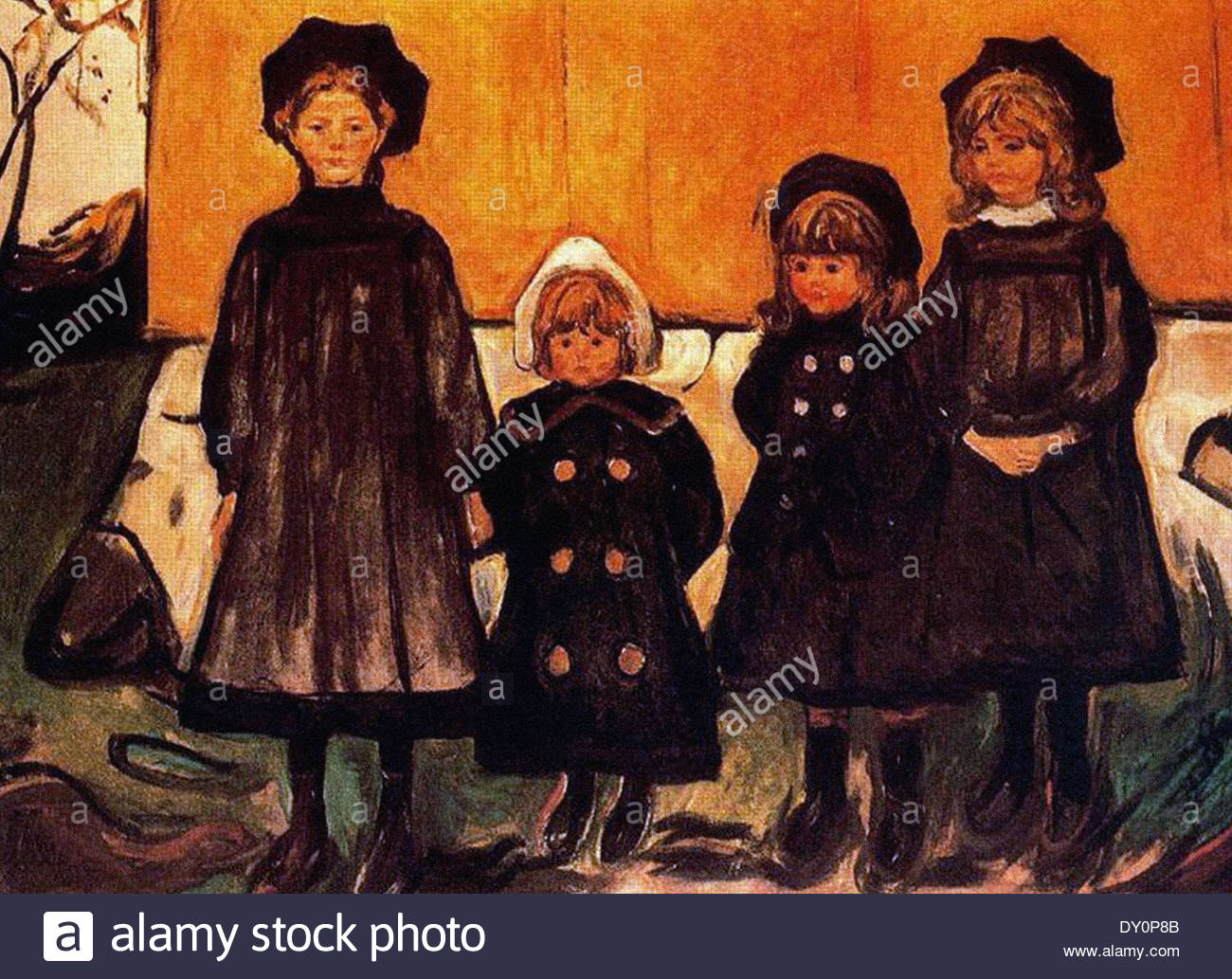 1300x1033 Edvard Munch Four Girls In Aasgaardstrand Stock Photo 68244299 - Four Girl Painting