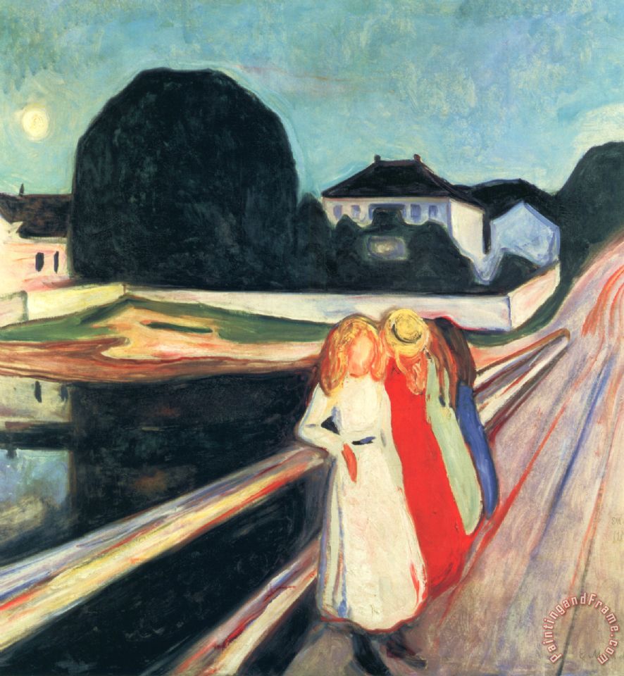 886x960 Edvard Munch Four Girls On A Bridge Painting - Four Girl Painting