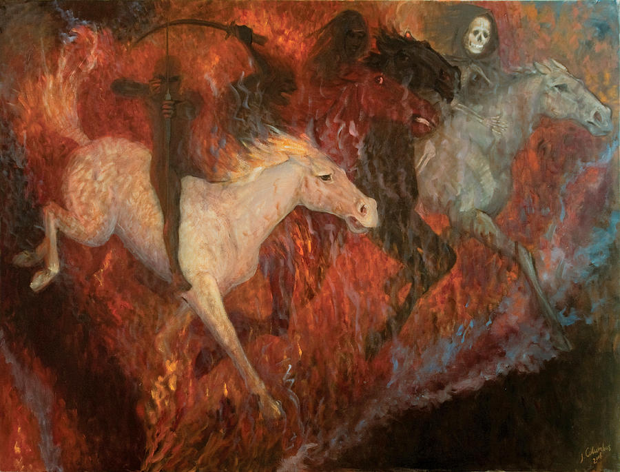 900x685 The Four Horsemen Of The Apocalypse Painting By Joan Columbus - Four Horsemen Of The Apocalypse Painting