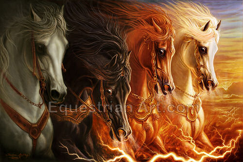 500x334 The Four Horses Of The Apocalypse Original - Four Horsemen Of The Apocalypse Painting