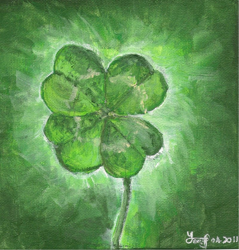 800x838 Four Leaf Clover By Bluerockblue - Four Leaf Clover Painting
