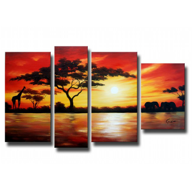 650x650 Landscape Art Oil Paintings For Sale - Four Piece Painting