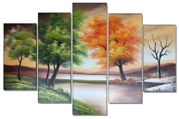 600x400 2018 Landscape Painting Wall Art House Decoration Four Season Tree - Four Piece Painting