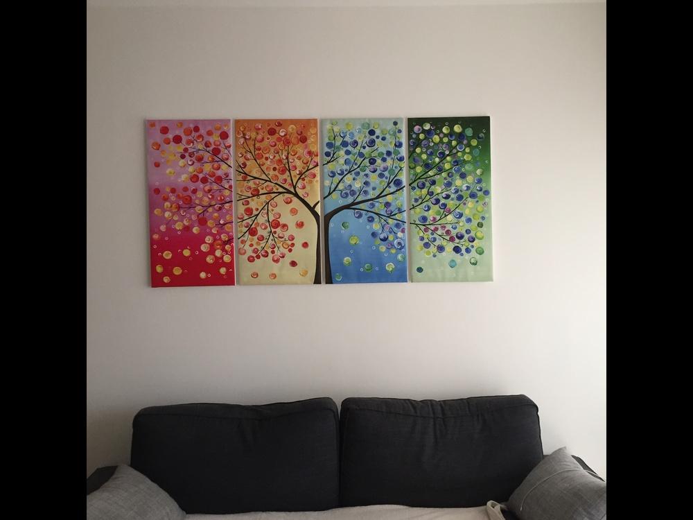 1000x750 4 Piece Four Seasons Tree Wall Art Decoration Canvas Painting - Four Piece Painting