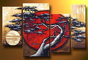 355x243 4 Piece Canvas Wall Arthand Painted 4 Season Wall Art - Four Piece Painting