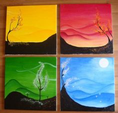 236x227 The Four Seasons Set Of Four Small 10x10 Abstract Landscape Oil - Four Seasons Abstract Painting