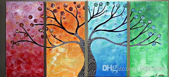 564x259 2018 Four Seasons Tree Pachira Modern Painting Pictures Home - Four Seasons Abstract Painting