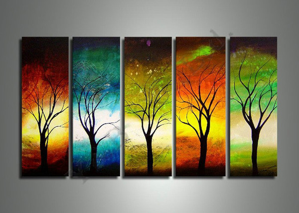 600x428 2018 High Quality Four Seasons Tree Oil Painting On Canvas Set - Four Seasons Abstract Painting