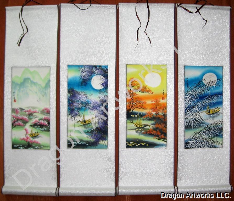 894x768 Four Seasons Chinese Brush Painting Scroll Set - Four Seasons Painting