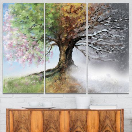 460x460 Design Art Tree With Four Seasons Tree Painting Canvas Art Print - Four Seasons Painting